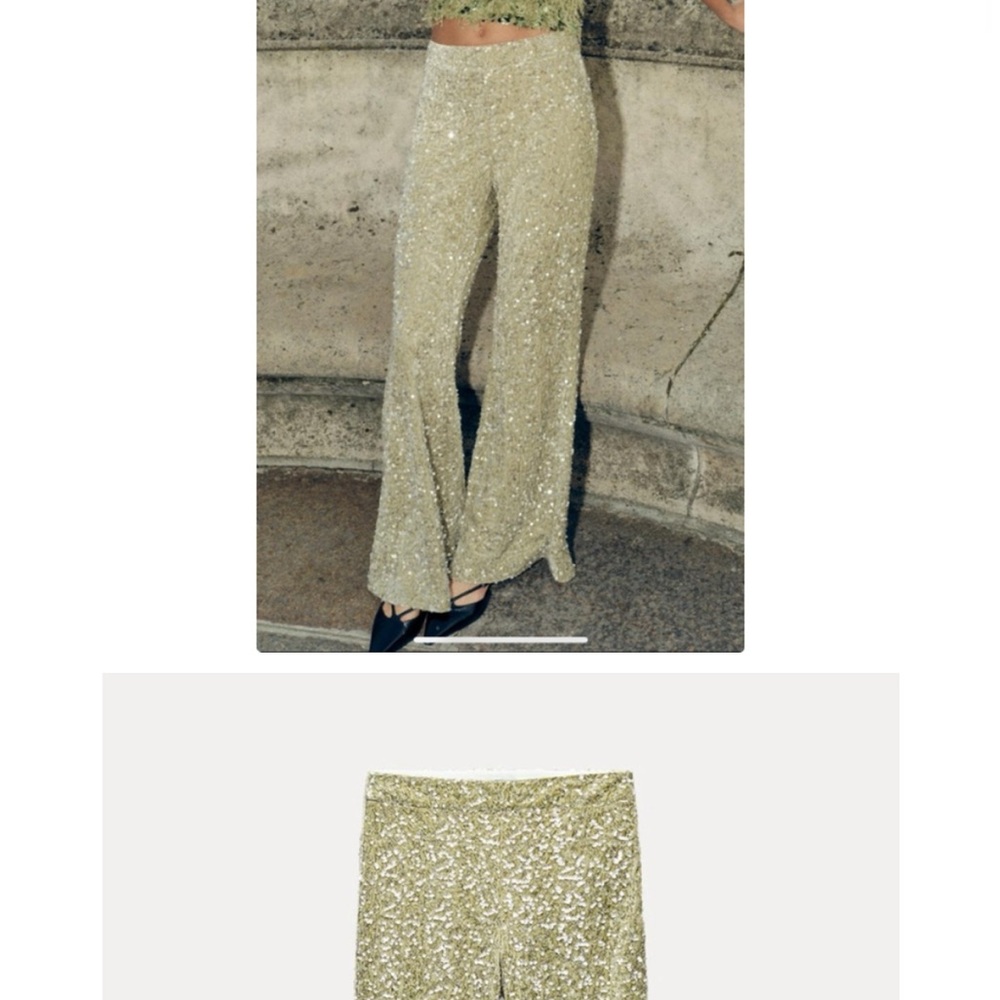 Sequin Wide-Leg Pants - Zara